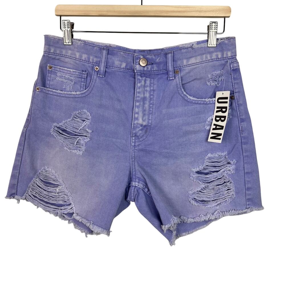 BDG Urban Outfitters Women's Sz 26 Dropped Waist Destroy Jean Short Purple Denim